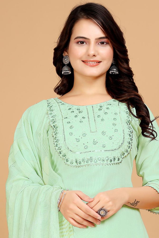 Shamal Slub Cotton Embroidery Kurti With Bottom Dupatta Wholesale Price In Surat	